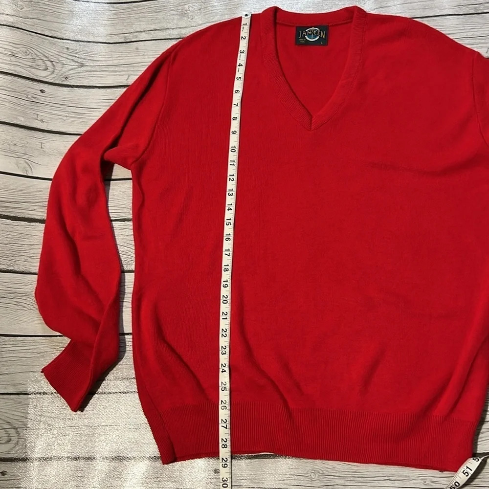 🌻JANTZEN Men’s sz. L Red V-Neck Sweater - Picture 5 of 6
